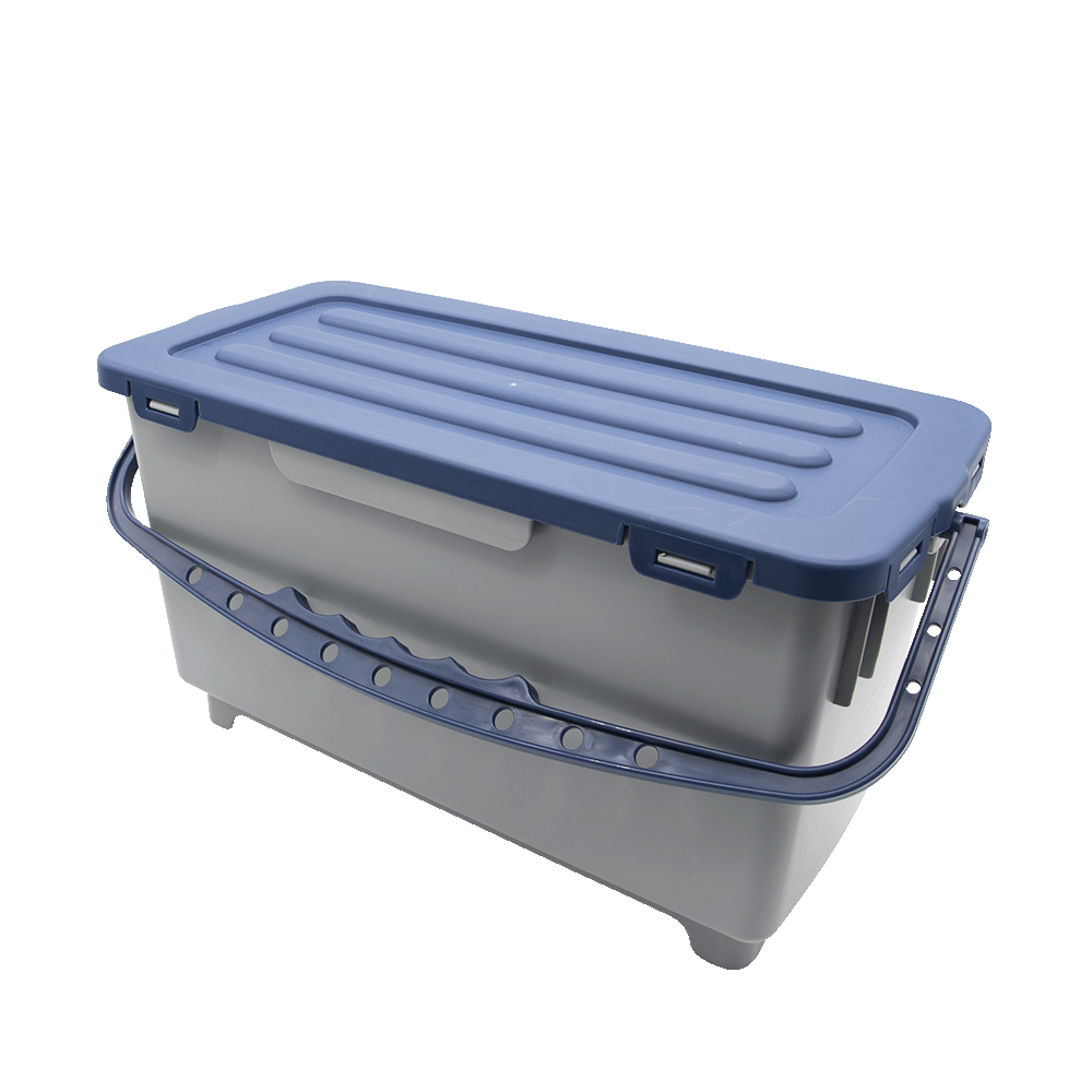 Moppbox, 22 Liter, grau, blauer Henkel und Deckel